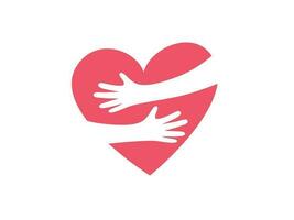 Hände umarmen Herz, Empathie, Herz, Liebe, Wohltätigkeit, Unterstützung Konzept vektor