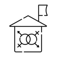 lgbt Haus Zeichen, Vektor schwarz Linie Symbol