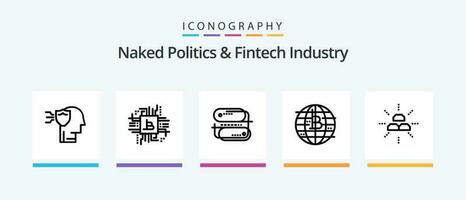 nackt Politik und Fintech Industrie Linie 5 Symbol Pack einschließlich Sicherheit. persönlich. Industrie. persönlich Daten Schutz. Erkennung. kreativ Symbole Design vektor