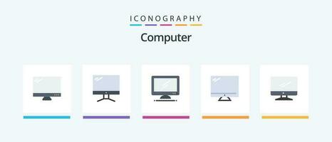 Computer-Flat-5-Icon-Pack mit .. kreativem Icon-Design vektor