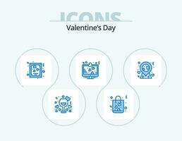 Valentinsgrüße Tag Blau Symbol Pack 5 Symbol Design. Liebe unterzeichnen. LCD. Einkaufen. Herz. Valentinsgrüße vektor