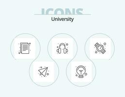 universitet linje ikon packa 5 ikon design. skola. studie. bok. utbildning. svarta tavlan vektor