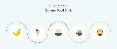 Sommer- Essen trinken eben 5 Symbol Pack einschließlich . süss. Muschel. Lebensmittel. Sommer- vektor