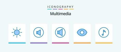 multimedia blå 5 ikon packa Inklusive . musik.. kreativ ikoner design vektor