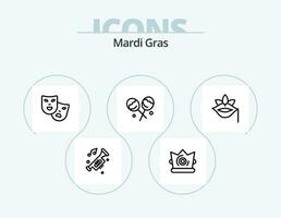 mardi gras linje ikon packa 5 ikon design. mat. mardi gräs. blomma. kung. bäst vektor