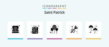 Heilige Patrick Glyphe 5 Symbol Pack einschließlich irisch. Hörner. Geschäft. irisch. Tag. kreativ Symbole Design vektor