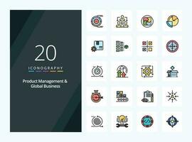 20 Produkt Management und global Geschäft Linie gefüllt Symbol zum Präsentation vektor