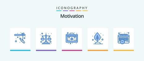 Motivation Blau 5 Symbol Pack einschließlich . Zeitplan. Gesundheit. Kalender. Topf. kreativ Symbole Design vektor