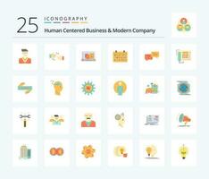 mänsklig centrerad företag och modern företag 25 platt Färg ikon packa Inklusive chatt. år. presentation. månad. kalender vektor