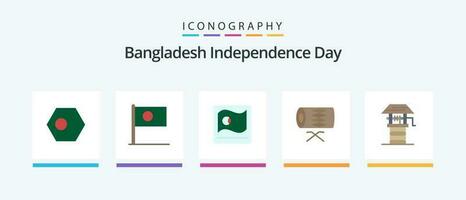Bangladesch Unabhängigkeit Tag eben 5 Symbol Pack einschließlich Also. Bauernhof. Bangla. Landwirtschaft. Parade. kreativ Symbole Design vektor