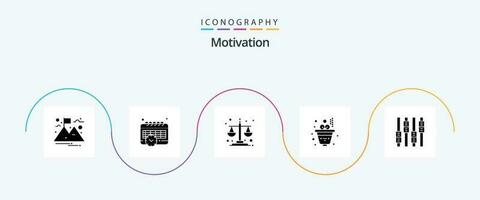 Motivation Glyphe 5 Symbol Pack einschließlich . Ausgleich. Gleichwertigkeit. Bearbeitung. Investition vektor