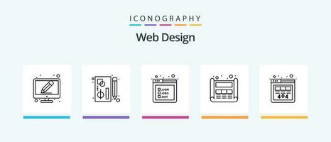 Netz Design Linie 5 Symbol Pack einschließlich Layout. Einstellung. Technologie. Design. Schicht. kreativ Symbole Design vektor