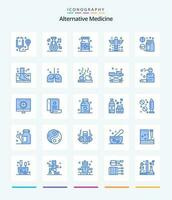 kreativ Alternative Medizin 25 Blau Symbol Pack eine solche wie Wohlbefinden. Gesundheitspflege. Natur. Arzneimittel. medizinisch vektor