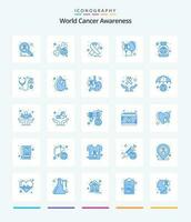 kreativ värld cancer medvetenhet 25 blå ikon packa sådan som flaska. hälsa. hälsa. dag. ballonger vektor