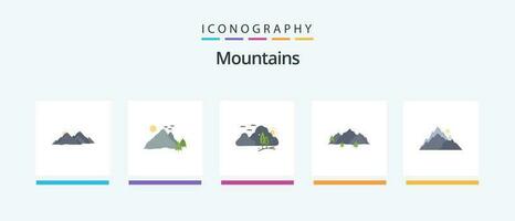 bergen platt 5 ikon packa Inklusive . natur.. kreativ ikoner design vektor