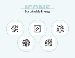 hållbar energi linje ikon packa 5 ikon design. redskap. hydro. växt. energi. överföring torn vektor