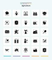 kreativ lantbruk 25 glyf fast svart ikon packa sådan som växt. grönsak. produktion. mat. växt vektor