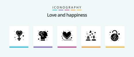 kärlek glyf 5 ikon packa Inklusive kärlek. hjärta. jäkel. hjärta kärlek. kärlek. kreativ ikoner design vektor