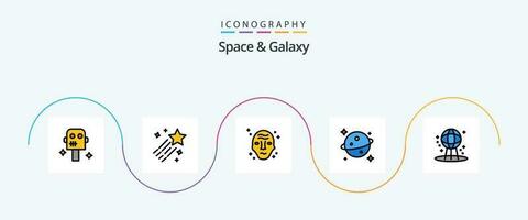 Raum und Galaxis Linie gefüllt eben 5 Symbol Pack einschließlich Raum. Astronomie. Galaxis. Raum. Planet vektor