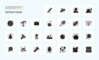 25 Sommerlager solides Glyphen-Icon-Pack vektor