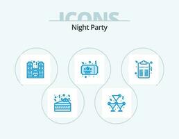 Nacht Party Blau Symbol Pack 5 Symbol Design. Party. Feier. Nacht. Party. Feier vektor