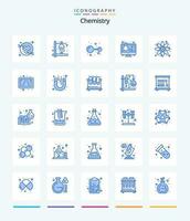 kreativ Chemie 25 Blau Symbol Pack eine solche wie chemisch. Stichprobe Rohr. Atome. online Labor. Flasche vektor