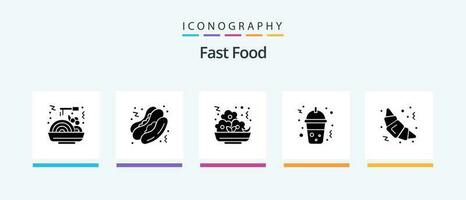 schnell Essen Glyphe 5 Symbol Pack einschließlich . Lebensmittel. Mahlzeit. schnell Lebensmittel. Lebensmittel. kreativ Symbole Design vektor