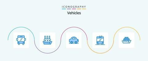 Fahrzeuge Blau 5 Symbol Pack einschließlich . Schiff. Wagen. Ladung. Wagen vektor