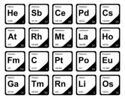 20 prejodisk tabell av de element ikon packa design vektor