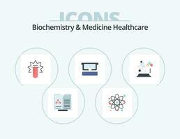 biokemi och medicin sjukvård platt ikon packa 5 ikon design. vetenskap . öga. rör. medicinsk. virtuell vektor