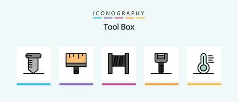 verktyg linje fylld 5 ikon packa Inklusive . mat. blockerare. kreativ ikoner design vektor