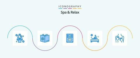 spa och koppla av blå 5 ikon packa Inklusive hälsa. terapi. blandning. tabell. massage vektor