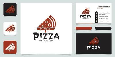 årgång retro pizza logotyp och typografi mall premie vektor