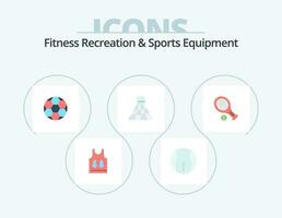 kondition rekreation och sporter Utrustning platt ikon packa 5 ikon design. racket. spel. boll. sport. badminton vektor