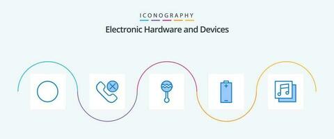 Geräte Blau 5 Symbol Pack einschließlich Alben. Elektrizität. Audio. elektrisch. Klang vektor