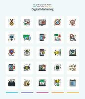 kreativ digital marknadsföring 25 linje fylld ikon packa sådan som Glödlampa. marknadsföring. marknadsföring. Kartor. tumme vektor