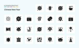 25 chinesisches Neujahr solides Glyphen-Icon-Pack vektor