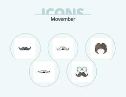 Movember platt ikon packa 5 ikon design. . glasögon. vektor