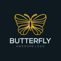 Luxus Schmetterling Linie Logo Illustration Gold vektor