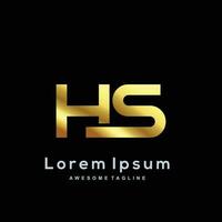 Luxus Brief h und s mit Gold Farbe Logo Vorlage vektor