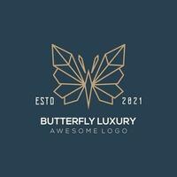 Luxus Schmetterling Linie Logo Illustration Gold Farbe zum das Unternehmen vektor