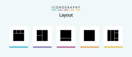 layout glyf 5 ikon packa Inklusive .. kreativ ikoner design vektor