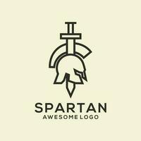 spartanisch Logo Illustration Linie Kunst Jahrgang vektor
