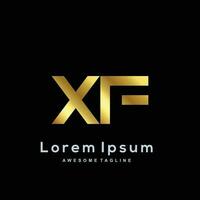 Luxus Brief x und f mit Gold Farbe Logo Vorlage vektor