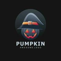 elegant färgrik pumpa halloween logotyp lutning vektor