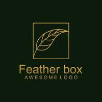 lyx fjäder låda linje logotyp illustration vektor