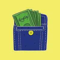 pengar dollar i en ficka jeans vektor illustration design