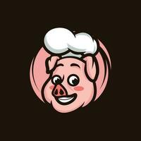 Koch Schwein Maskottchen Logo Rosa vektor