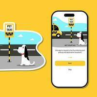 Telefon App Haustier Taxi Vektor Illustration Transfer Bedienung zum Tiere