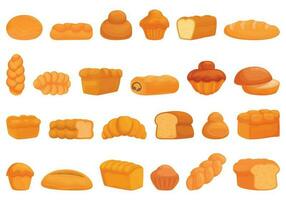 brioche ikoner uppsättning tecknad serie vektor. bröd mat vektor